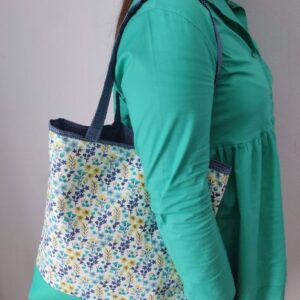 borsa shopper fiori menta anna