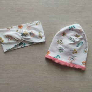 fascia e berrettino fiori bambina