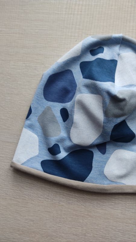 Berrettino Stones blu e grigio interno taupe 1-2 anni