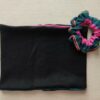 Scaldacollo in maglina nera interno jersey righe fucsia lurex con Scrunchie coordinato - immagine 3