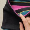 Scaldacollo in maglina nera interno jersey righe fucsia lurex con Scrunchie coordinato