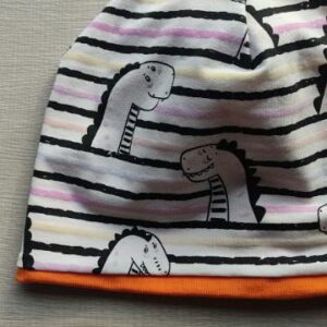 Berrettino Jersey Magico Dinosauri righette interno arancione 1-2 anni