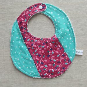 Bavaglino Natalizio Lucine colorate e Stelline menta