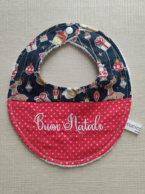 Bavaglino Natalizio Decorazioni con Ricamo