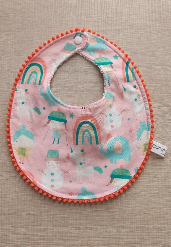 Bavaglino Natalizio Happy Christmas rosa