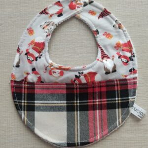 Bavaglino Natalizio Pinguini e Gnomi con Tartan