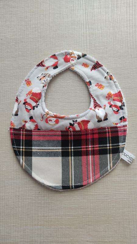 Bavaglino Natalizio Pinguini e Gnomi con Tartan