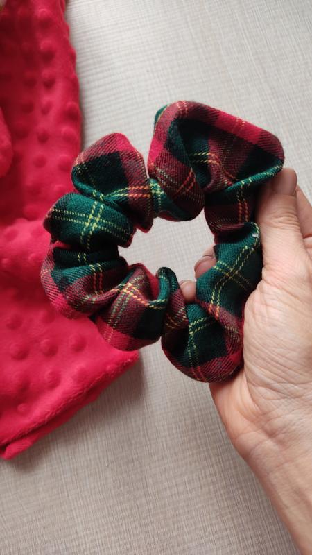 Scrunchie Tartan verde e rosso