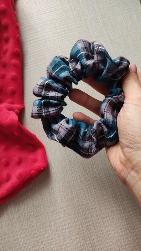 Scrunchie Tartan Grigio e blu