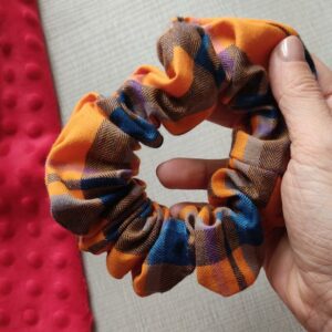Scrunchie Tartan arancione blu