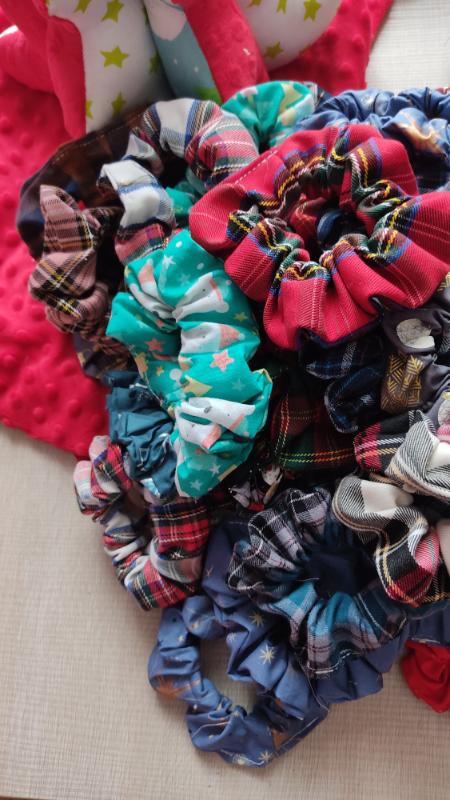 Scrunchie Tartan blu e ruggine - immagine 2