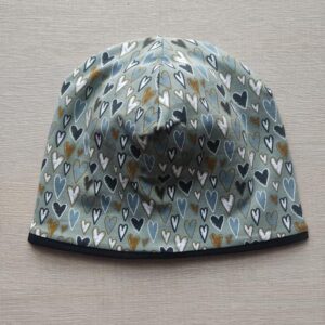 Berrettino Cuori salvia interno nero 1-2 anni