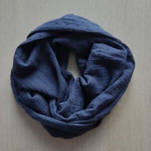 Scaldacollo ad anello mussola blu petit pois