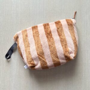 Pochette in spugna Bamboo righe cipria e nocciola