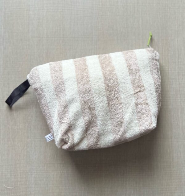 Pochette in spugna Bamboo righe panna e beige - immagine 2