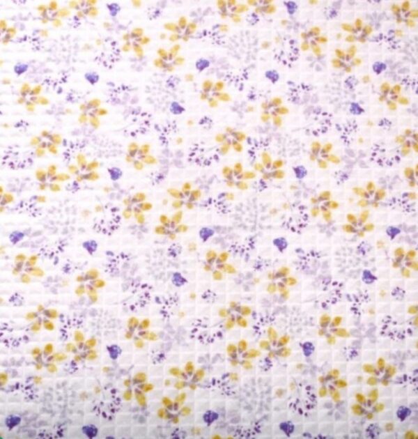 Telo estivo fiori gialli e viola mussola rosa antico - immagine 5
