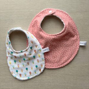 Coppia di Bavaglini Pois rosa e Gelatini