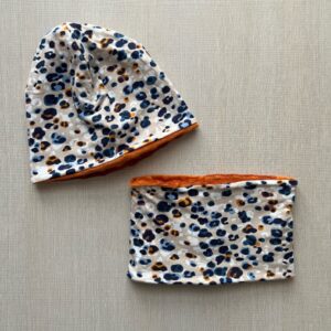 Berrettino e Scaldacollo Invernale Maculato interno ruggine 7-10 anni