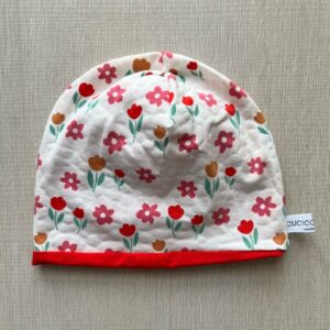 Berrettino Jersey Magico Fiori interno rosso 1-2 anni