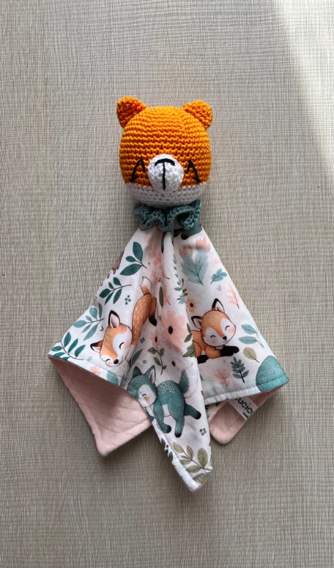 Doudou Volpe per Neonato Personalizzato in Cotone – Compagno per la Nanna Fatto a Mano - immagine 6