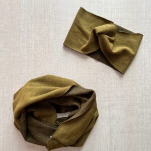 Set Fascia e Scaldacollo Felpato Verde Mélange