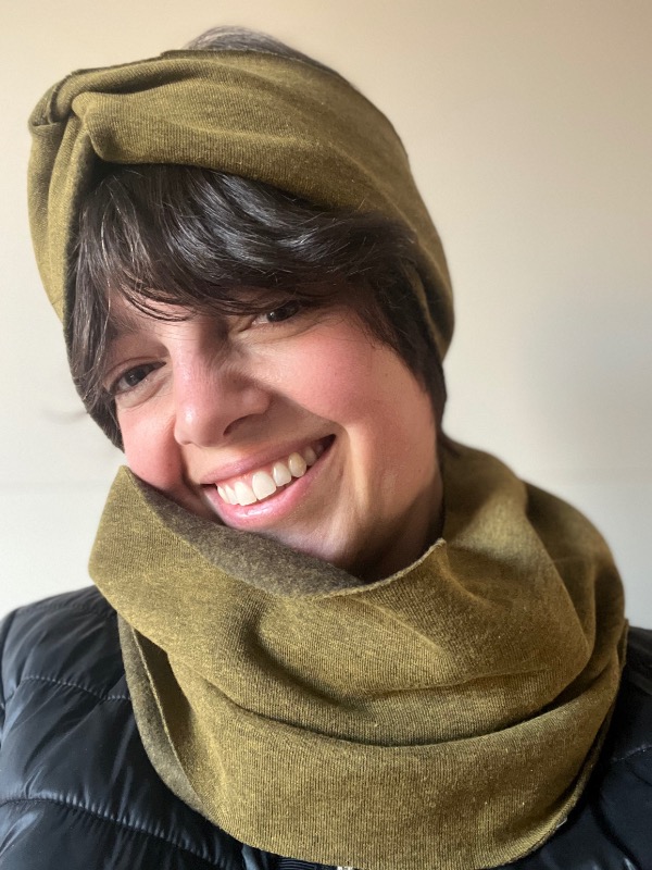 Set Fascia e Scaldacollo Felpato Verde Mélange - immagine 4