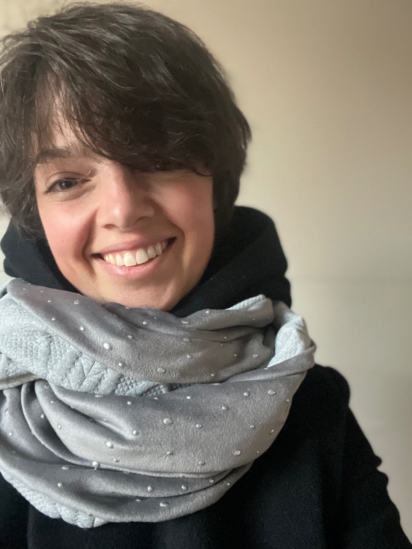 Scaldacollo ad anello grigio pois argento - immagine 6