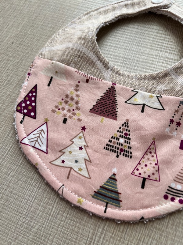 Bavaglino Natalizio Alberelli Rosa e Stelle - immagine 2