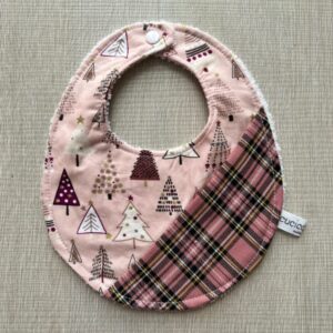 Bavaglino Natalizio Alberelli Rosa e tartan