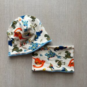 Berrettino e Scaldacollo pile Dinosauri 1-2 anni