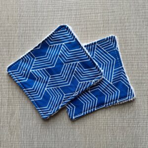 Coppia Salviette Struccanti Lavabili in bamboo Geometrico blu