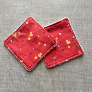 Coppia Salviette Struccanti Lavabili in bamboo Lucine fondo rosso