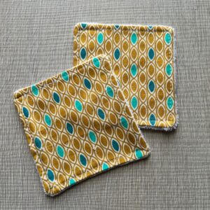 Coppia Salviette Struccanti Lavabili in bamboo Geometrico fondo senape