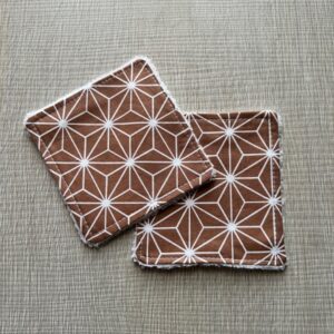 Coppia Salviette Struccanti Lavabili in bamboo Geometrico Nocciola