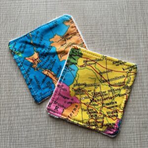 Coppia Salviette Struccanti Lavabili in bamboo Mappamondo