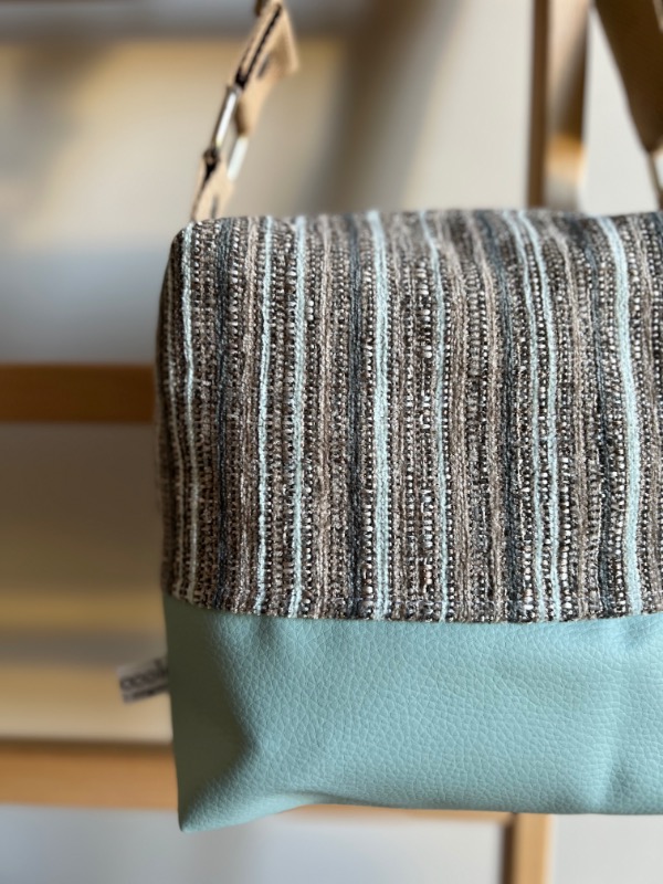 Borsa Tracolla Righe&Triangoli salvia beige