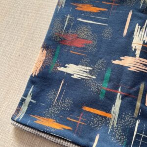 Scaldacollo geometric blu in maglina taupe